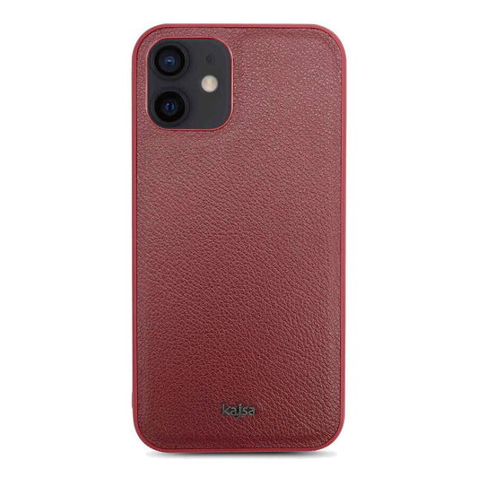iPhone 12 Kılıf Kajsa Luxe Collection Hakiki Deri Kılıf Kırmızı