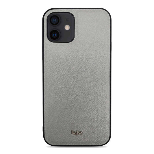 iPhone 12 Kılıf Kajsa Luxe Collection Hakiki Deri Kılıf Gri