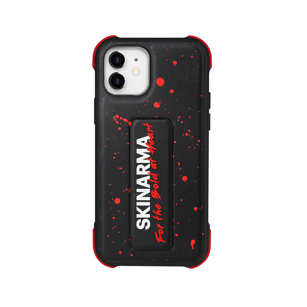 iPhone 12 Kılıf SkinArma Standlı Deri Görünümlü Funsha Kılıf Kırmızı