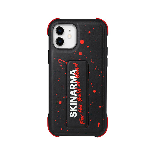 iPhone 12 Kılıf SkinArma Standlı Deri Görünümlü Funsha Kılıf Kırmızı