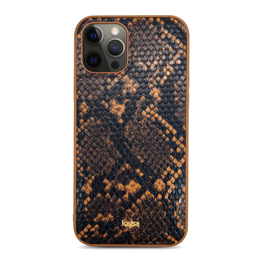 Apple iPhone 12 Pro Kılıf Kajsa Glamorous Serisi Snake Pattern Kapak