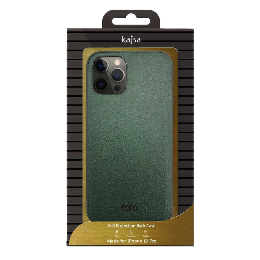 iPhone 12 Pro Kılıf Kajsa Luxe Collection Hakiki Deri Kılıf Yeşil