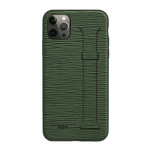 iPhone 12 Pro Kılıf Kajsa Wave Pattern Handstrap Kılıf Kahverengi