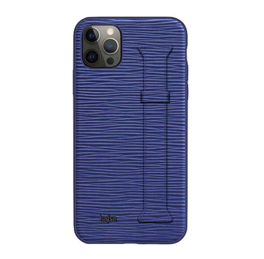 iPhone 12 Pro Kılıf Kajsa Wave Pattern Handstrap Kılıf Mavi