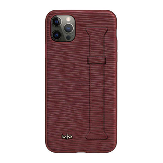 iPhone 12 Pro Kılıf Kajsa Wave Pattern Handstrap Kılıf Kırmızı