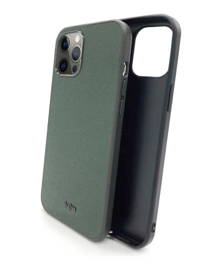 iPhone 12 Pro Max Kılıf Kajsa Luxe Collection Hakiki Deri Kılıf Gri
