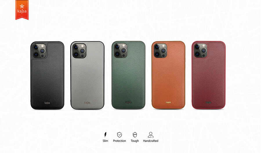 iPhone 12 Pro Max Kılıf Kajsa Luxe Collection Hakiki Deri Kılıf Kahverengi