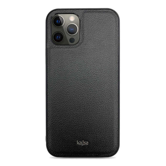 iPhone 12 Pro Max Kılıf Kajsa Luxe Collection Hakiki Deri Kılıf Siyah