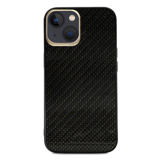 iPhone 13 Kılıf Kajsa Carbon Fiber Collection Arka Kılıf Gold