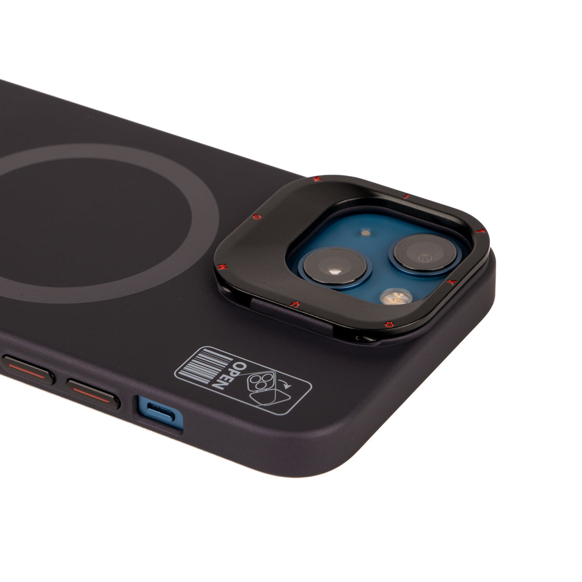 iPhone 13 Kılıf Magsafe Şarj Özellikli Standlı YoungKit Hermit Bracket Serisi Kılıf Siyah