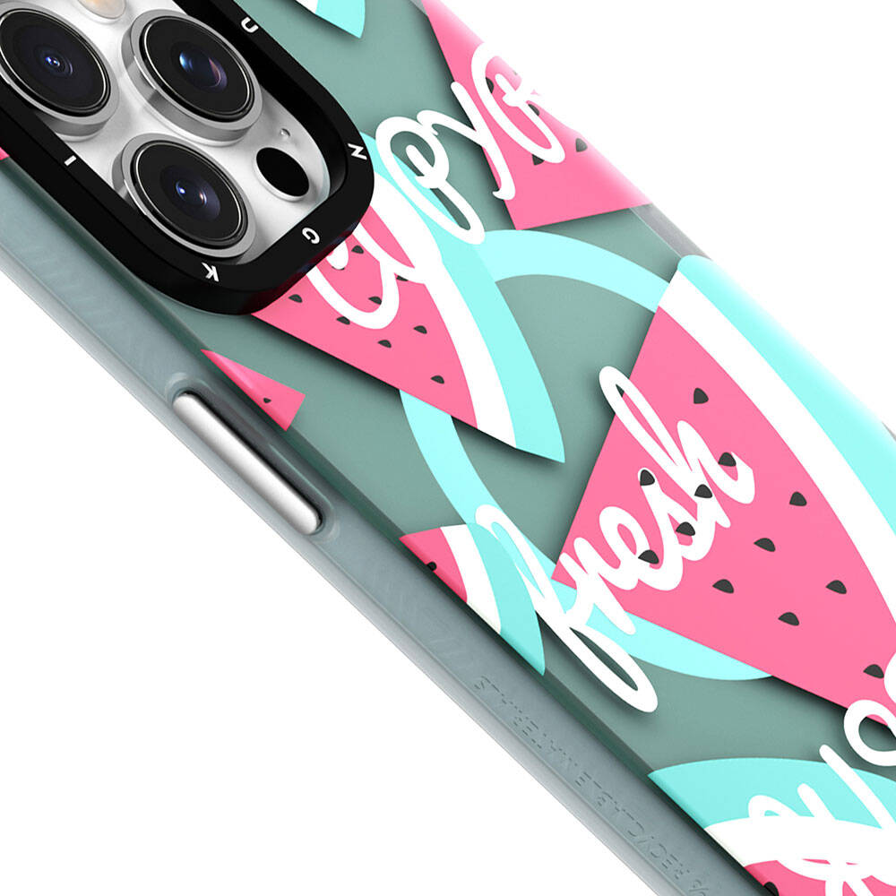 iPhone 13 Kılıf Magsafe Şarj Özellikli Yaz Meyvesi Desenli Youngkit Fruity Flavour Serisi Kılıf Turkuaz