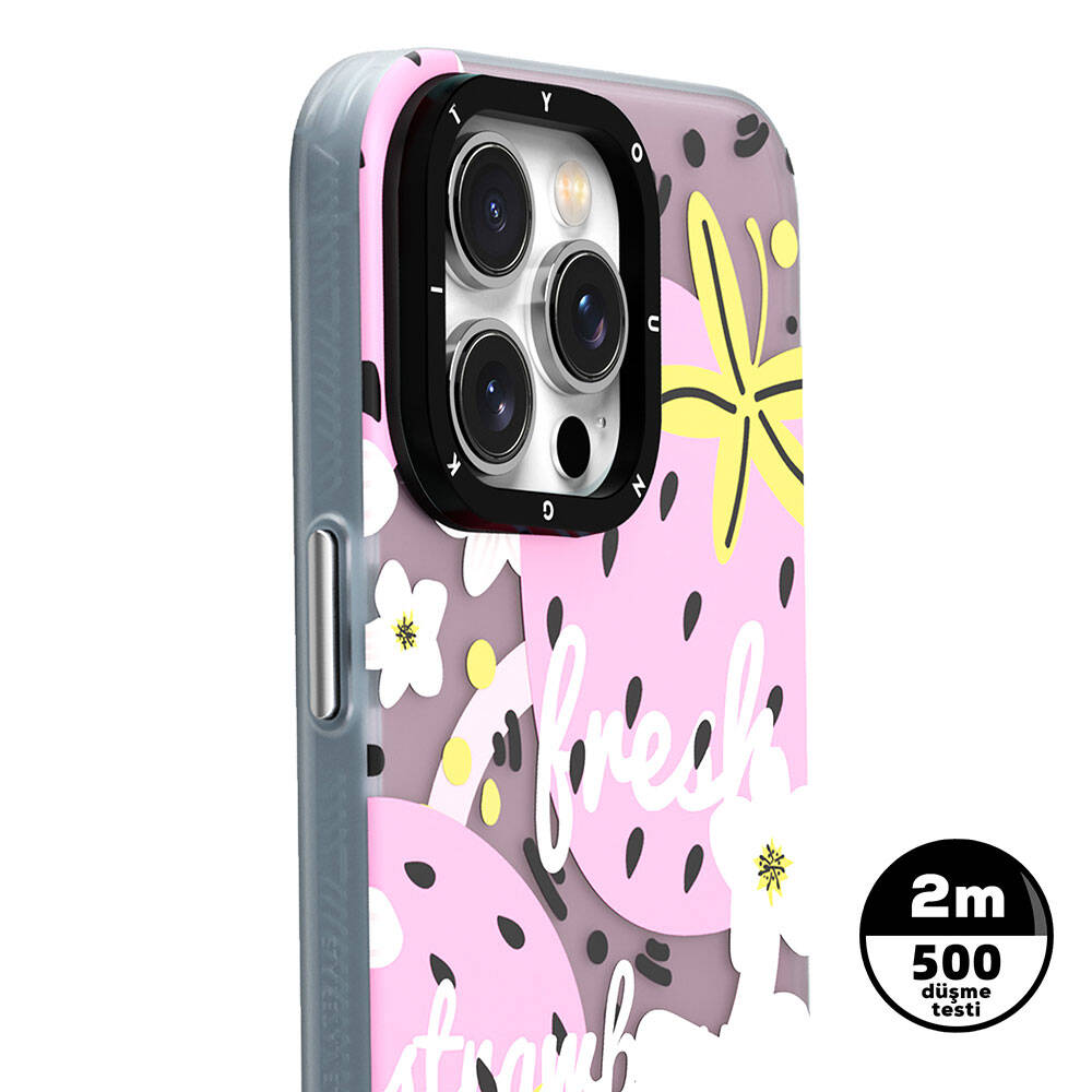 iPhone 13 Kılıf Magsafe Şarj Özellikli Yaz Meyvesi Desenli Youngkit Fruity Flavour Serisi Kılıf Turkuaz