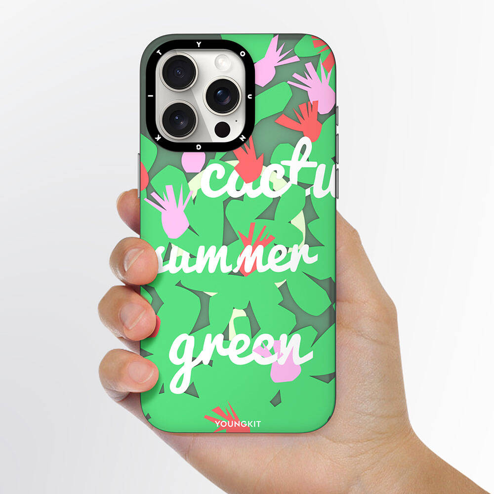 iPhone 13 Kılıf Magsafe Şarj Özellikli Yaz Meyvesi Desenli Youngkit Fruity Flavour Serisi Kılıf Yeşil