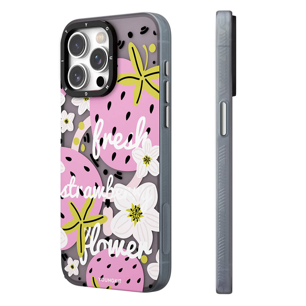 iPhone 13 Kılıf Magsafe Şarj Özellikli Yaz Meyvesi Desenli Youngkit Fruity Flavour Serisi Kılıf Turkuaz