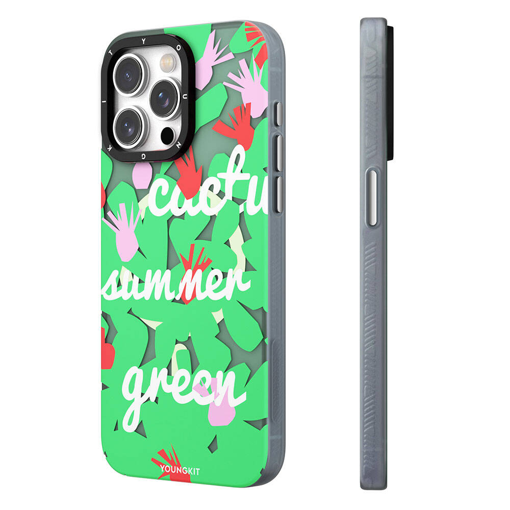 iPhone 13 Kılıf Magsafe Şarj Özellikli Yaz Meyvesi Desenli Youngkit Fruity Flavour Serisi Kılıf Turkuaz