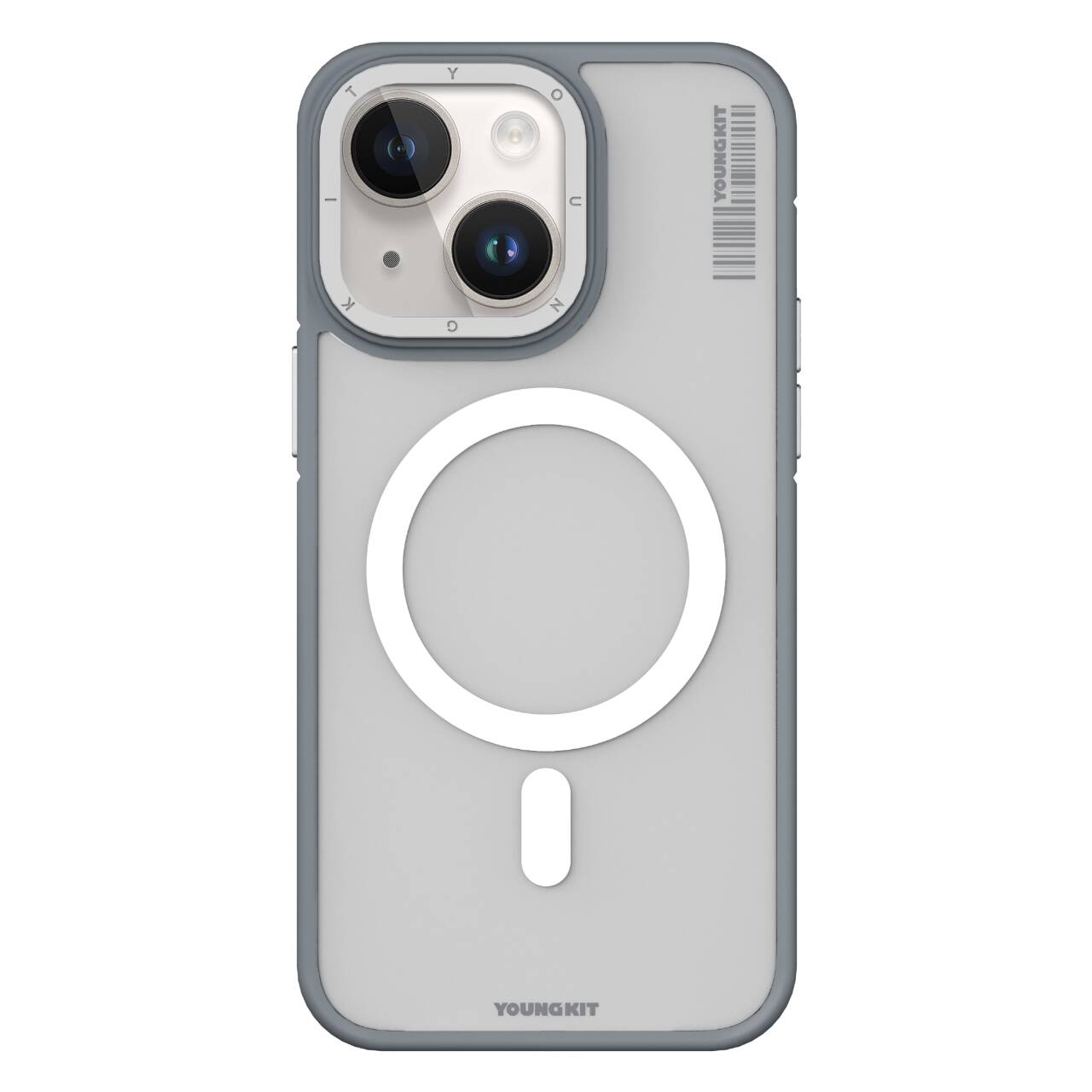 iPhone 13 Kılıf Magsafe Şarj Özellikli Youngkit Rock Sand Serisi Kılıf Gri