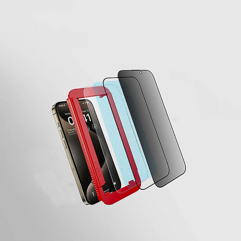 iPhone 13 Pro Casebang Privacy Hayalet Ekran Koruyucu + Kolay Uygulama Aparatı Siyah