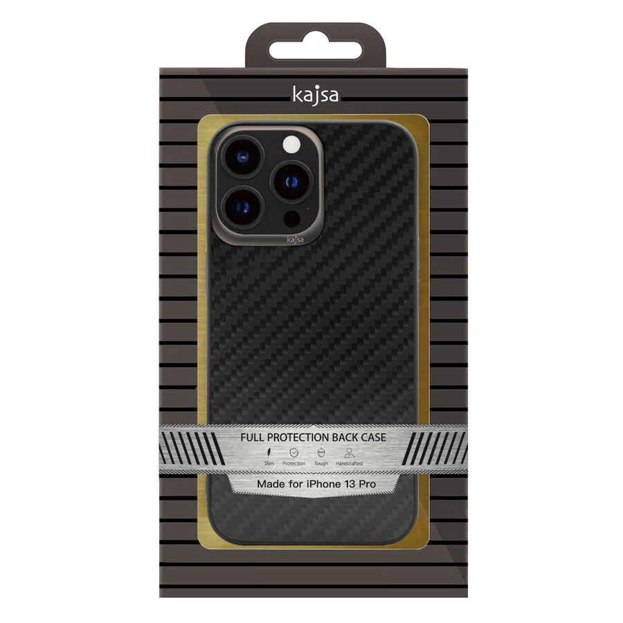 iPhone 13 Pro Kılıf Kajsa Carbon Fiber Collection Arka Kılıf Siyah