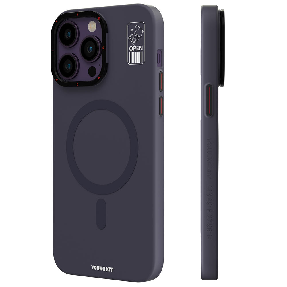 iPhone 13 Pro Kılıf Magsafe Şarj Özellikli Standlı YoungKit Hermit Bracket Serisi Kılıf Derin Mor