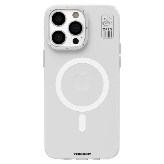 iPhone 13 Pro Kılıf Magsafe Şarj Özellikli Standlı YoungKit Hermit Bracket Serisi Kılıf Beyaz