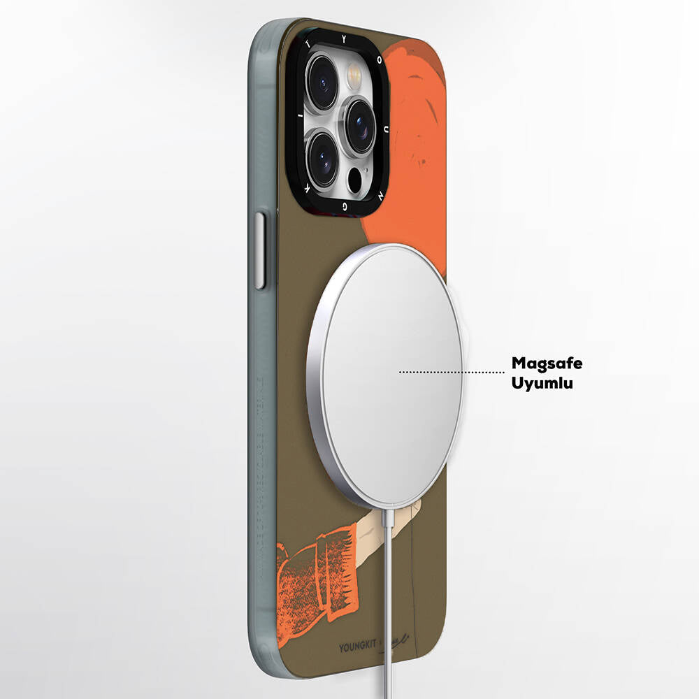 iPhone 13 Pro Kılıf Magsafe Şarj Özellikli Youngkit Orange Serisi Flying Balloon Kılıf Turuncu