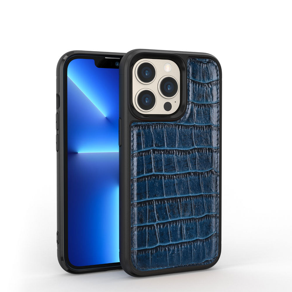Apple iPhone 13 Pro Kılıf Wiwu Croco Pattern Calfskin Orjinal Deri Kapak