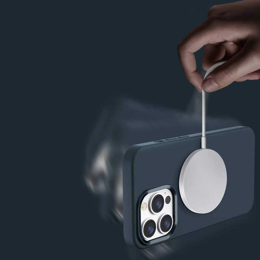 iPhone 13 Pro Kılıf Wiwu Magsafe Magnetic Silikon Kılıf Mavi