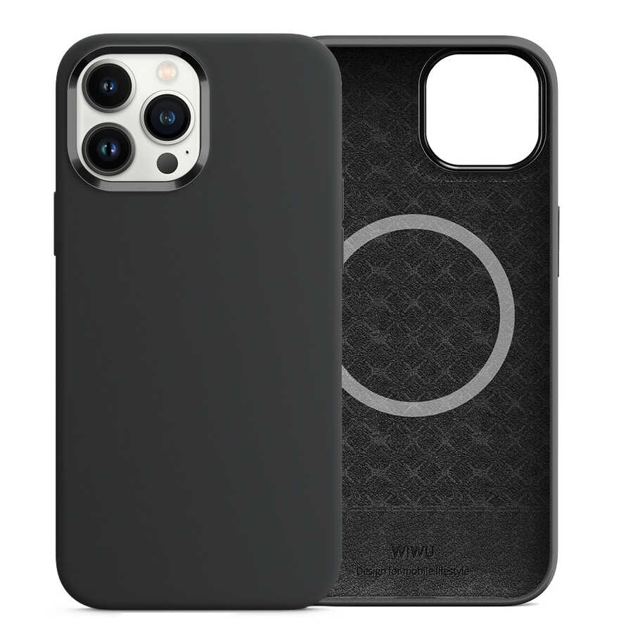 iPhone 13 Pro Kılıf Wiwu Magsafe Magnetic Silikon Kılıf Siyah