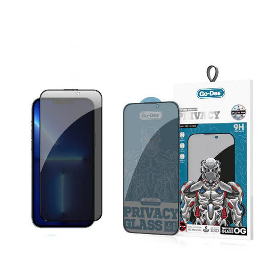 iPhone 13 Pro Max Go Des 9D Full Cover Privacy Temperli Cam Ekran Koruyucu Siyah