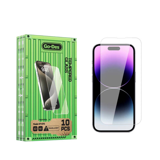 iPhone 13 Pro Max Go Des Parmak İzi Bırakmayan 9H Oleofobik Bom Glass Ekran Koruyucu 10'lu Paket Renksiz