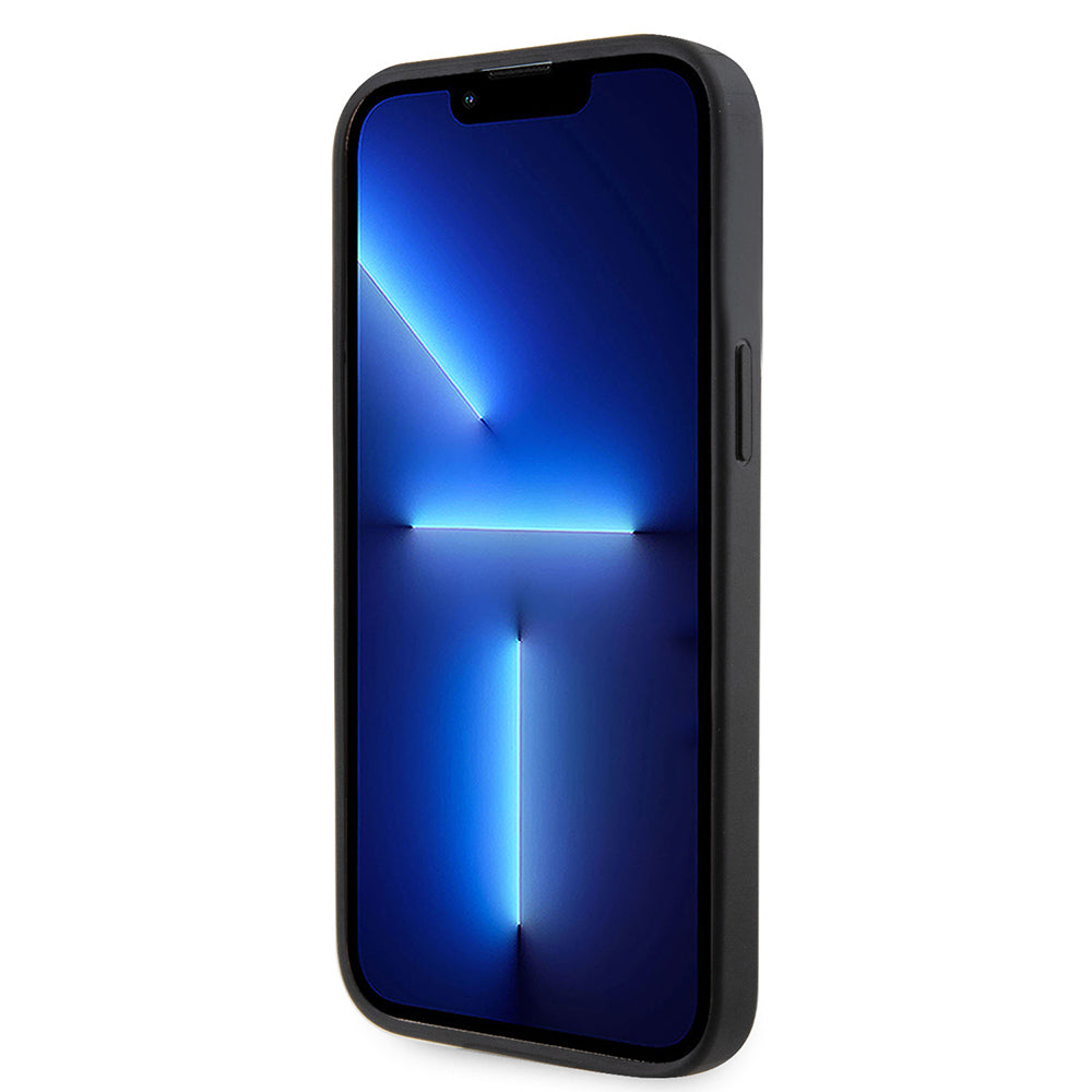 Apple iPhone 13 Pro Max Kılıf Guess Orjinal Lisanslı Taşlı Arka Yüzey Üçgen Logolu Kapak Siyah
