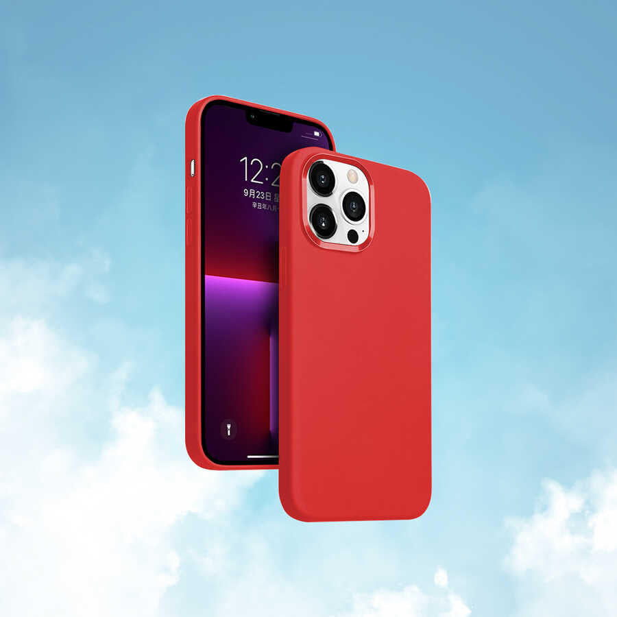 iPhone 13 Pro Max Kılıf Wiwu Magsafe Magnetic Silikon Kılıf Kırmızı