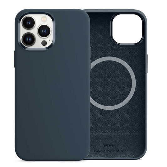 iPhone 13 Pro Max Kılıf Wiwu Magsafe Magnetic Silikon Kılıf Lacivert