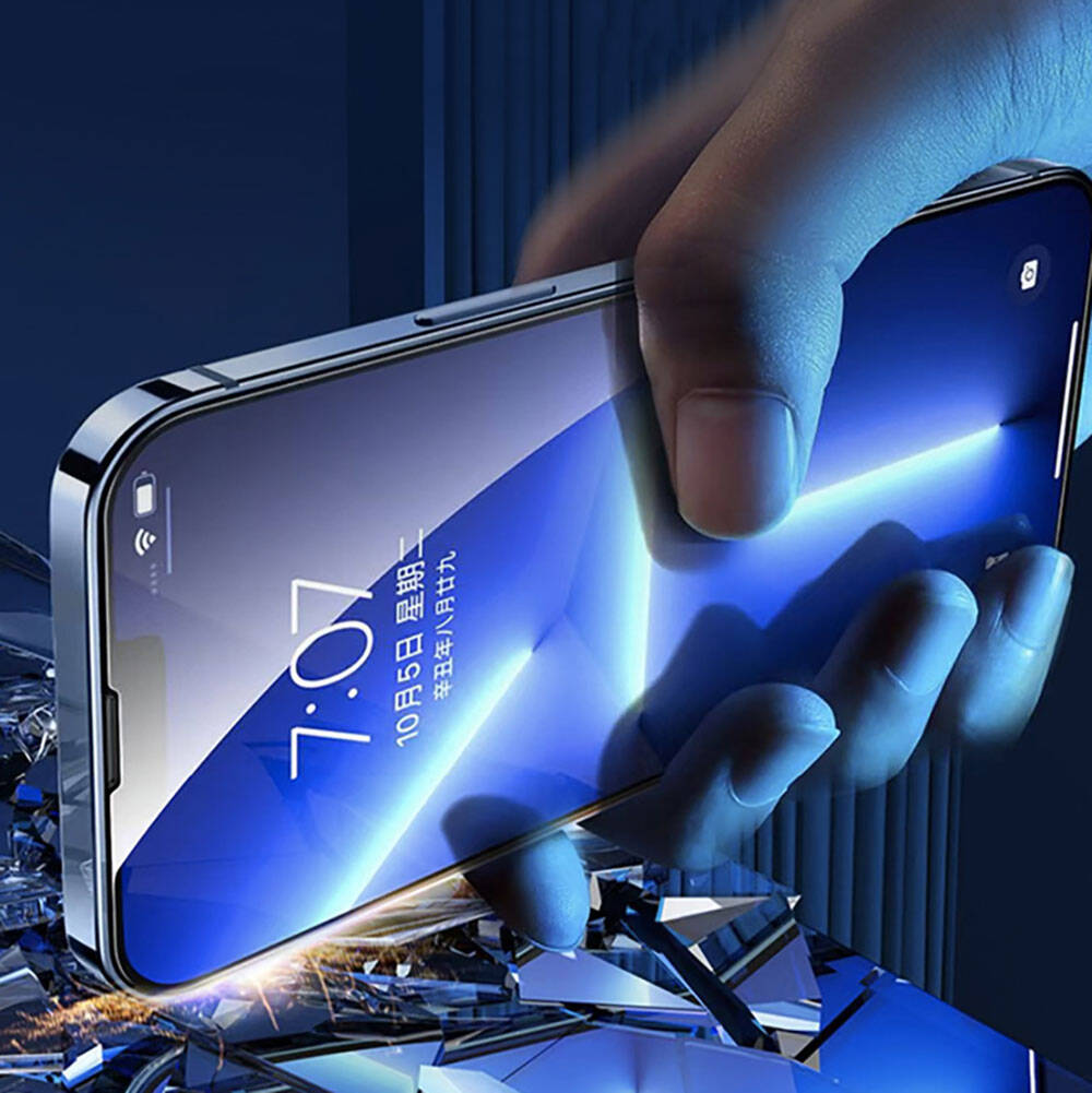 iPhone 13 Pro Recci RSP-A10 HD Temperli Cam Ekran Koruyucu + Kolay Uygulama Aparatlı Siyah