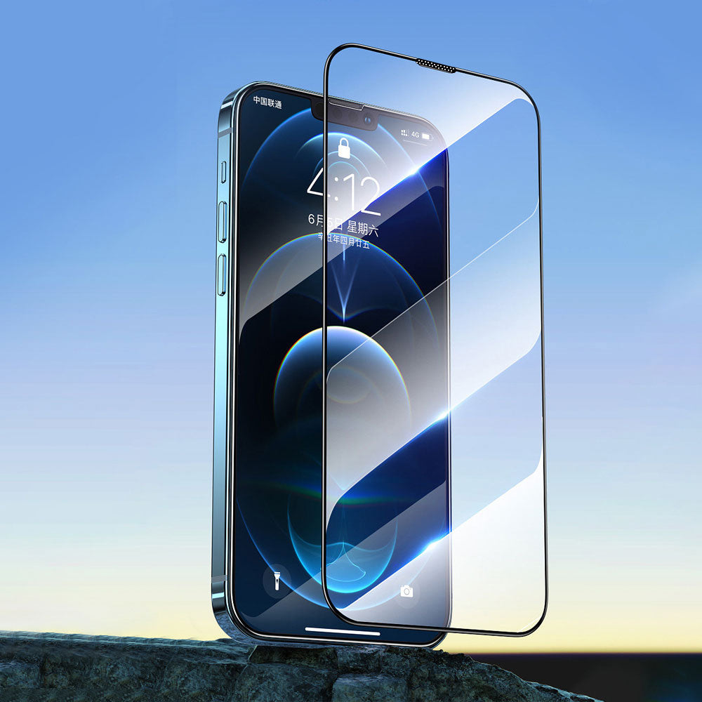 iPhone 13 Pro Wiwu CZ-003 Mavi Işık Teknolojili Hidrofobik ve Oleofobik Parlama Önleyici Cam Ekran Koruyucu Siyah