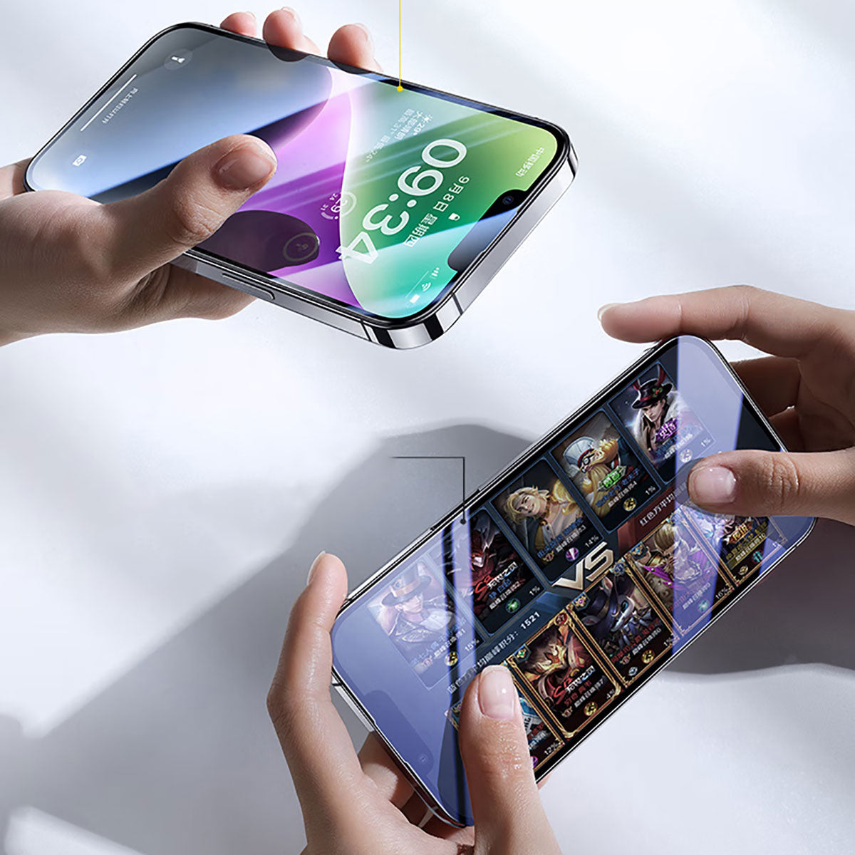 iPhone 13 Pro Wiwu CZ-003 Mavi Işık Teknolojili Hidrofobik ve Oleofobik Parlama Önleyici Cam Ekran Koruyucu Siyah