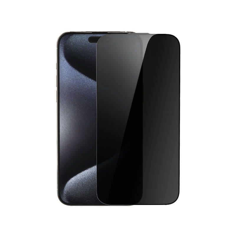 iPhone 13 Wiwu Wi-SQ009 Easy Install iPrivacy 360° Anti-Peep Oleofobik Temperli Cam Ekran Koruyucu + Kolay Uygulama Aparatlı Siyah
