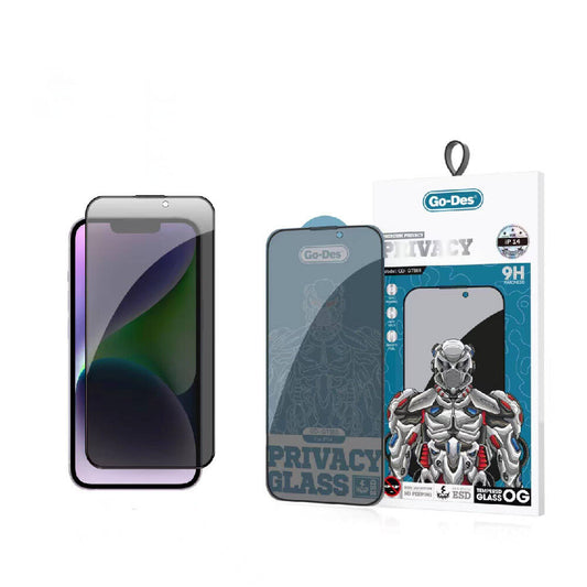 iPhone 14 Go Des 9D Full Cover Privacy Temperli Cam Ekran Koruyucu Siyah