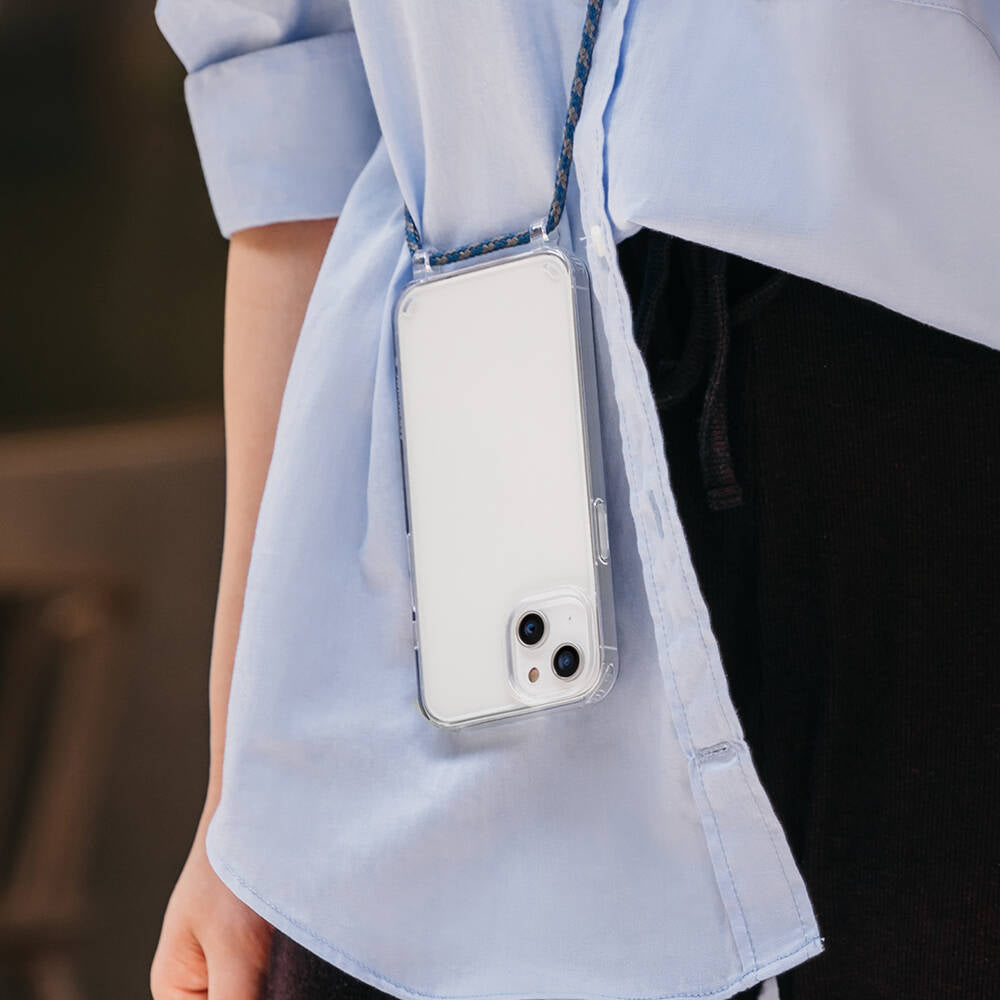 iPhone 14 Kılıf Boyun Askılı Şok Önleyicili Şeffaf Lisanslı Switcheasy Play Kılıf Lacivert