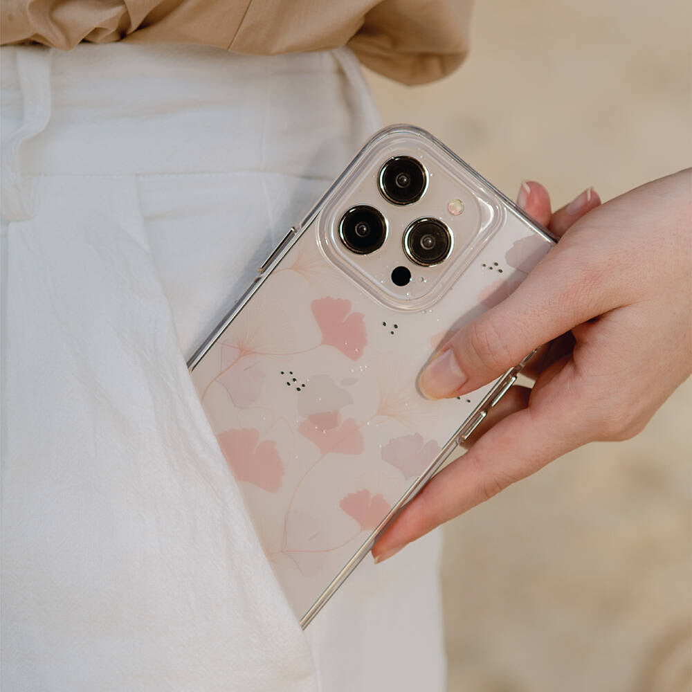 iPhone 14 Kılıf Çayır Çiçeği Desenli Coehl Meadow Kılıf Pembe