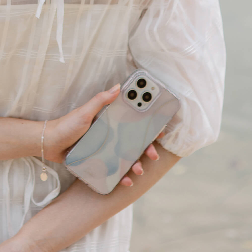 iPhone 14 Kılıf Dalgalı Çizgi Desenli Coehl Palette Kılıf Mavi