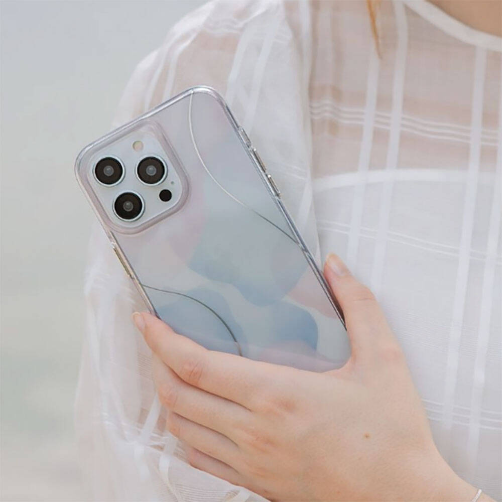 iPhone 14 Kılıf Dalgalı Çizgi Desenli Coehl Palette Kılıf Lila