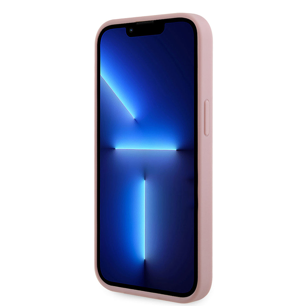 Apple iPhone 14 Kılıf Guess Orjinal Lisanslı Taşlı Arka Yüzey Üçgen Logolu Kapak Gold
