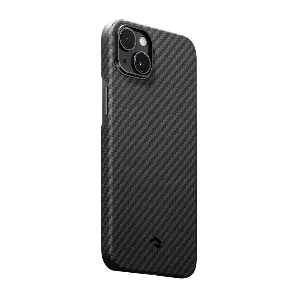 iPhone 14 Kılıf Magsafe Şarj Özellikli 1500D Aramid Fiber Pitaka Ultra-Slim Classic Serisi Black-Grey Twill Kılıf Siyah-Gri