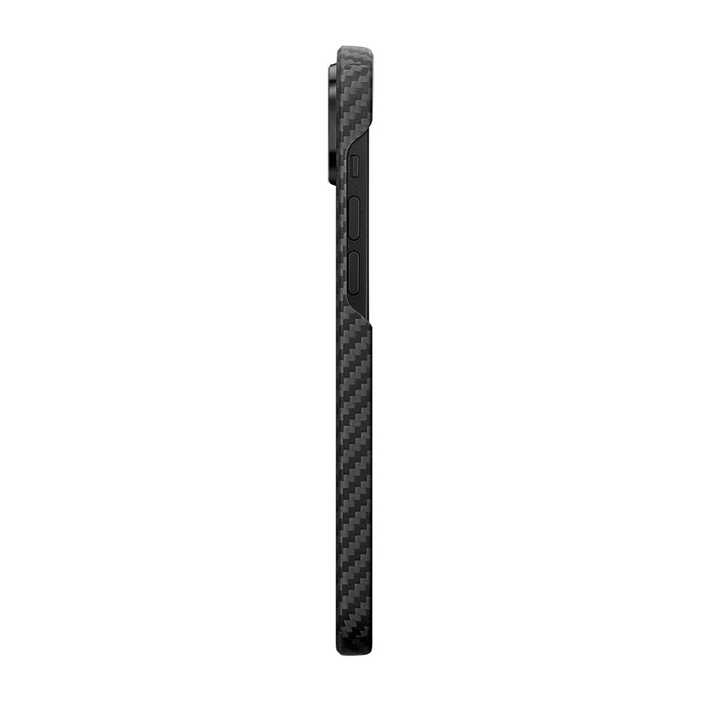 iPhone 14 Kılıf Magsafe Şarj Özellikli 1500D Aramid Fiber Pitaka Ultra-Slim Classic Serisi Black-Grey Twill Kılıf Siyah-Gri
