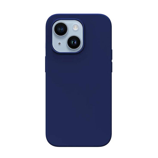 iPhone 14 Kılıf Magsafe Şarj Özellikli Liquid Silikon Recci Mousse Serisi Kılıf Mavi