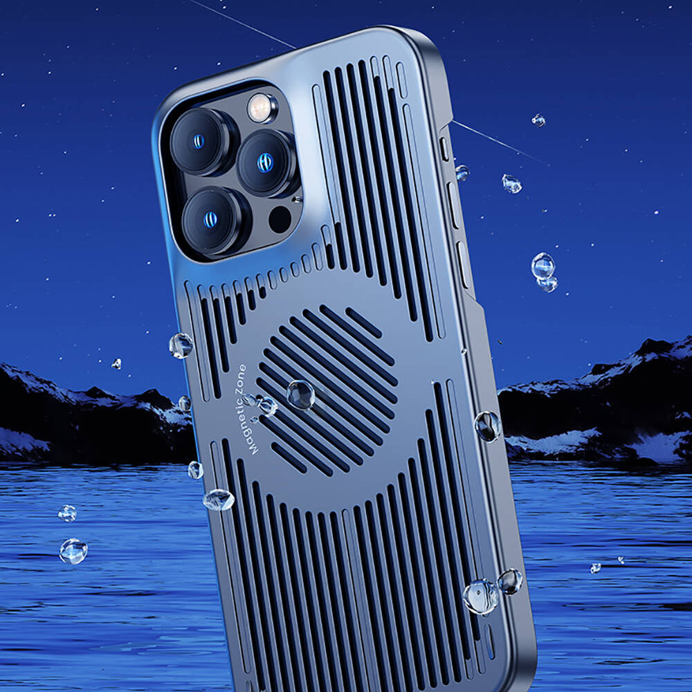 iPhone 14 Kılıf Magsafe Şarj Özellikli Soğutucu Benks Biliz Kılıf Gri