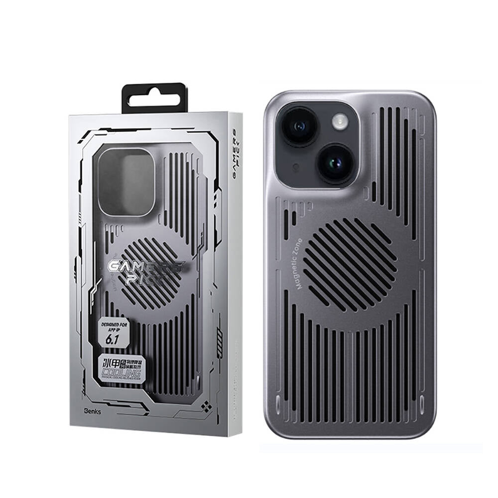 iPhone 14 Kılıf Magsafe Şarj Özellikli Soğutucu Benks Biliz Kılıf Gri