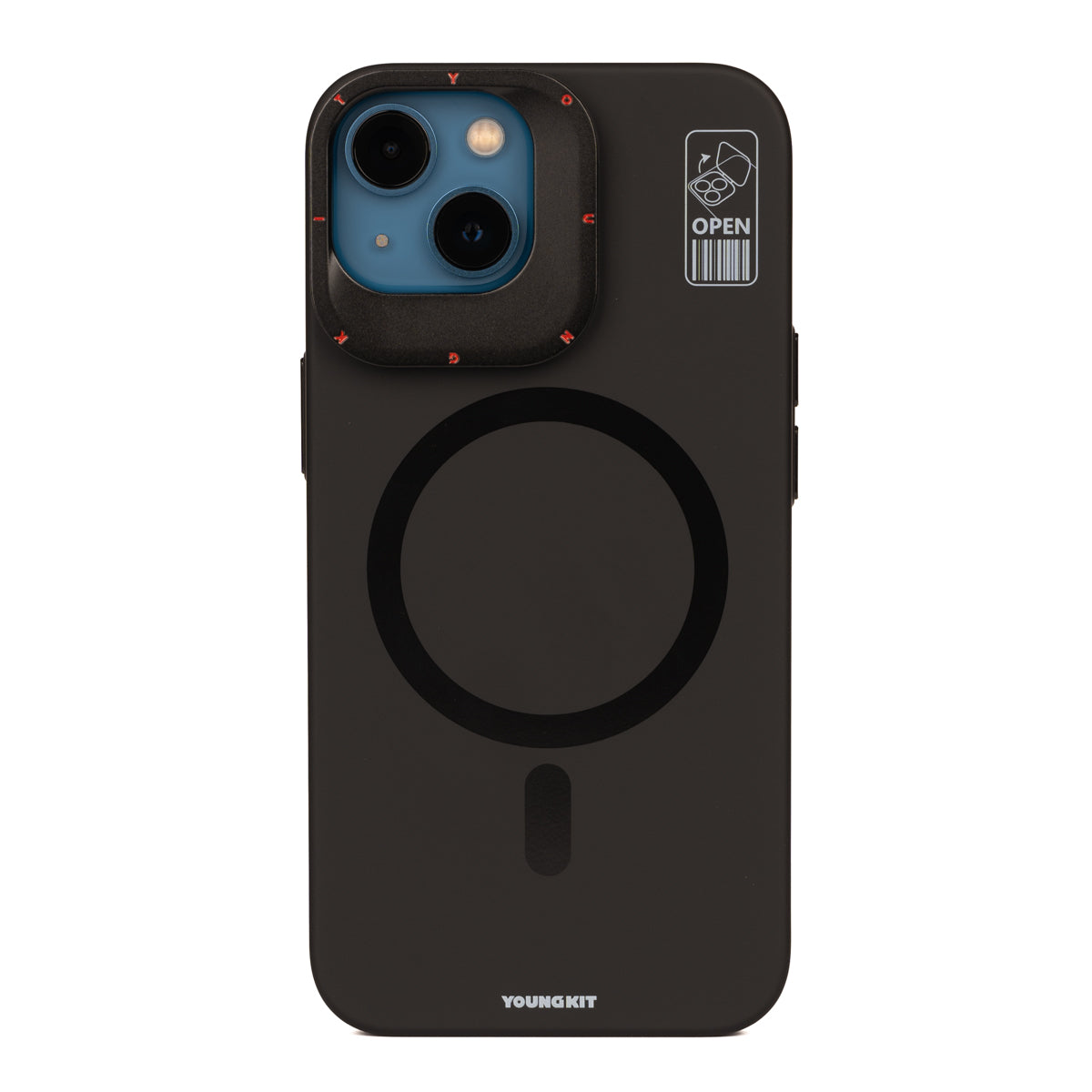 iPhone 14 Kılıf Magsafe Şarj Özellikli Standlı YoungKit Hermit Bracket Serisi Kılıf Siyah