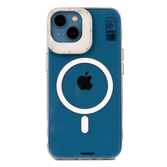 iPhone 14 Kılıf Magsafe Şarj Özellikli Standlı YoungKit Hermit Bracket Serisi Kılıf Beyaz